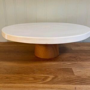 NEW Rae Dunn Studio Ceramic/Wood Cake Stand